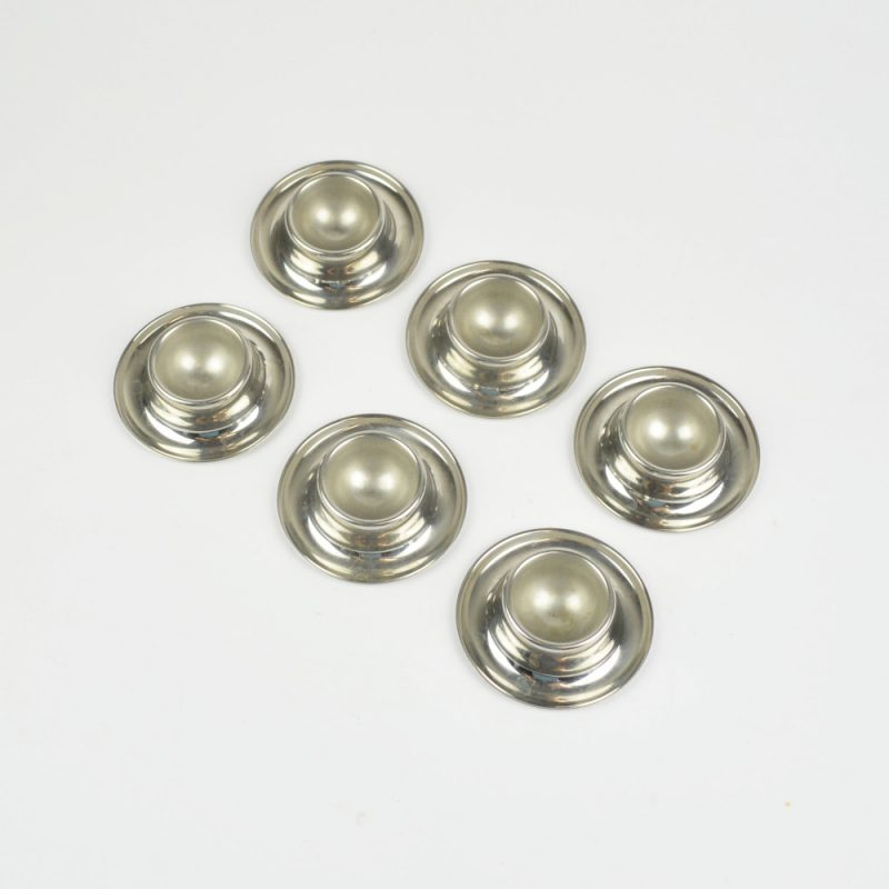 6 Vintage Eierbecher - Metall - Edelstahl 18/10 - rund